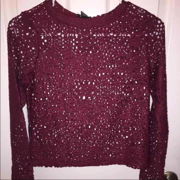 NWT 2 Cute Maroon White Long Sleeve Cover Up Tops - Picture 2 of 4